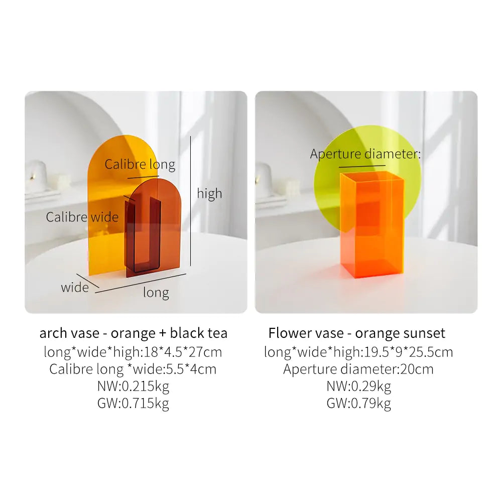 Minimalist Acrylic Vases In Bright Pop Colours