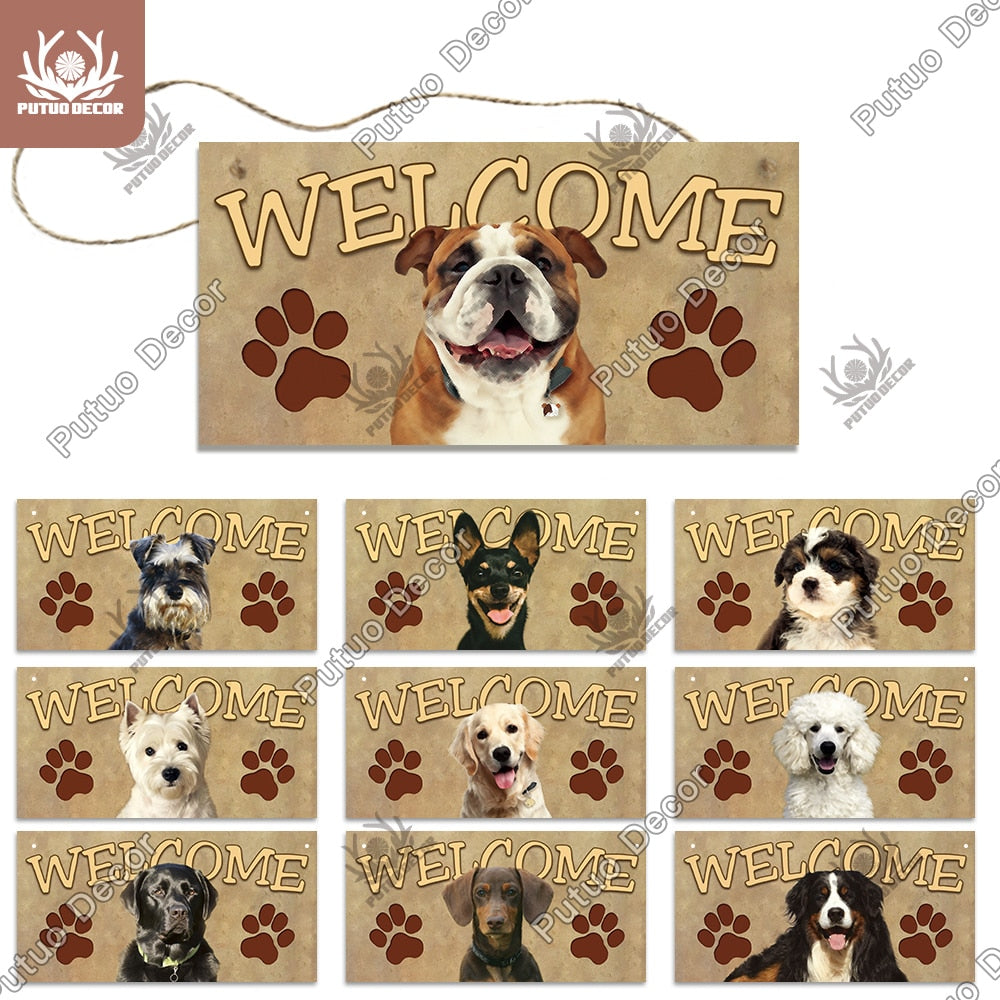 Putuo Decor Dog Plaques Wood Sign Friendship Wooden Pendant Hanging Signs for Wooden Hanging Dog House Decoration Dog Plate