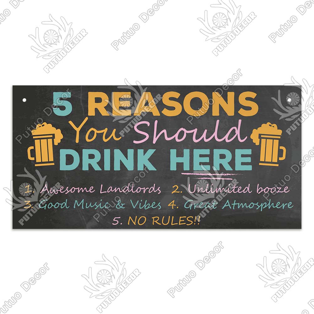 Putuo Decor Pub Funny Wooden Signs Gifts Plaque Wood In Bar Door Plate for Club Beach TIKI Bar Hanging Wall Art Decoration