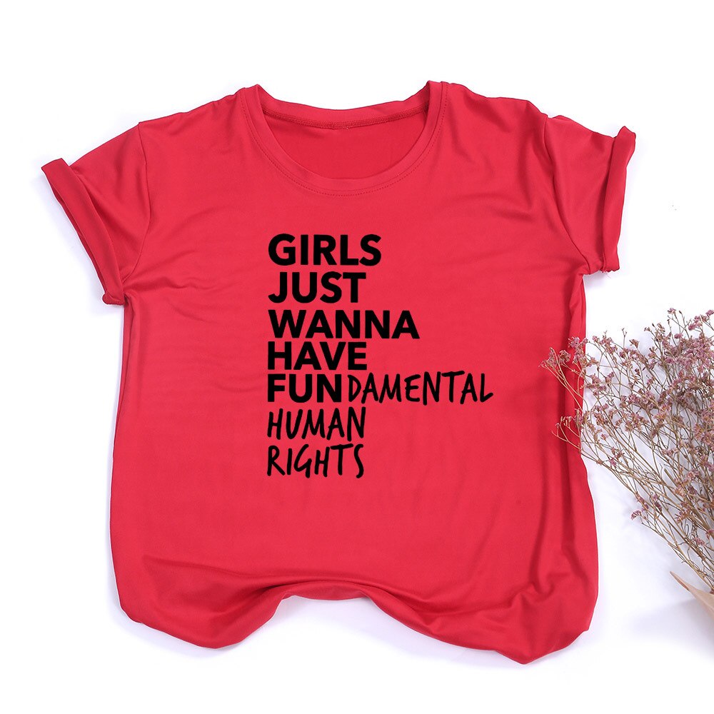 Empowerment in Style: Girls Just Wanna Have Fundamental Human Rights - Feminist T-Shirt