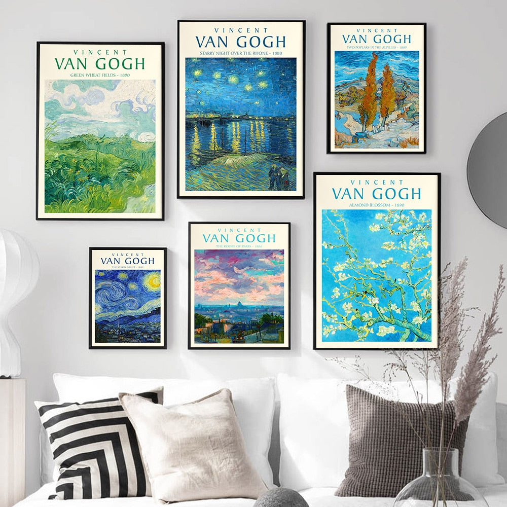 Van Gogh Starry Night Abstract Landscape Canvas Poster Famous Classic Wall Art Print Decorative Picture Modern Living Room Decor