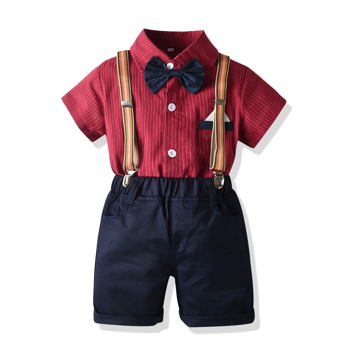 Toddler Boys Clothing Set Newborn Gentleman Suit Kids Short Sleeve Bow Tie Shirt+Suspender Shorts Casual Summer Baby Boy Clothes