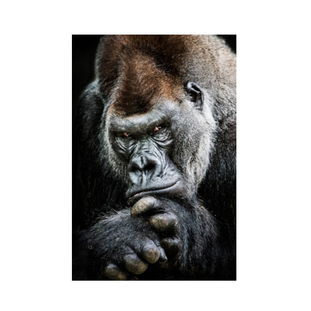 Modern Black Gorilla Canvas Painting Picture Nordic Animal Posters and Prints Monkey Wall Pictures for Living Room Home Decor