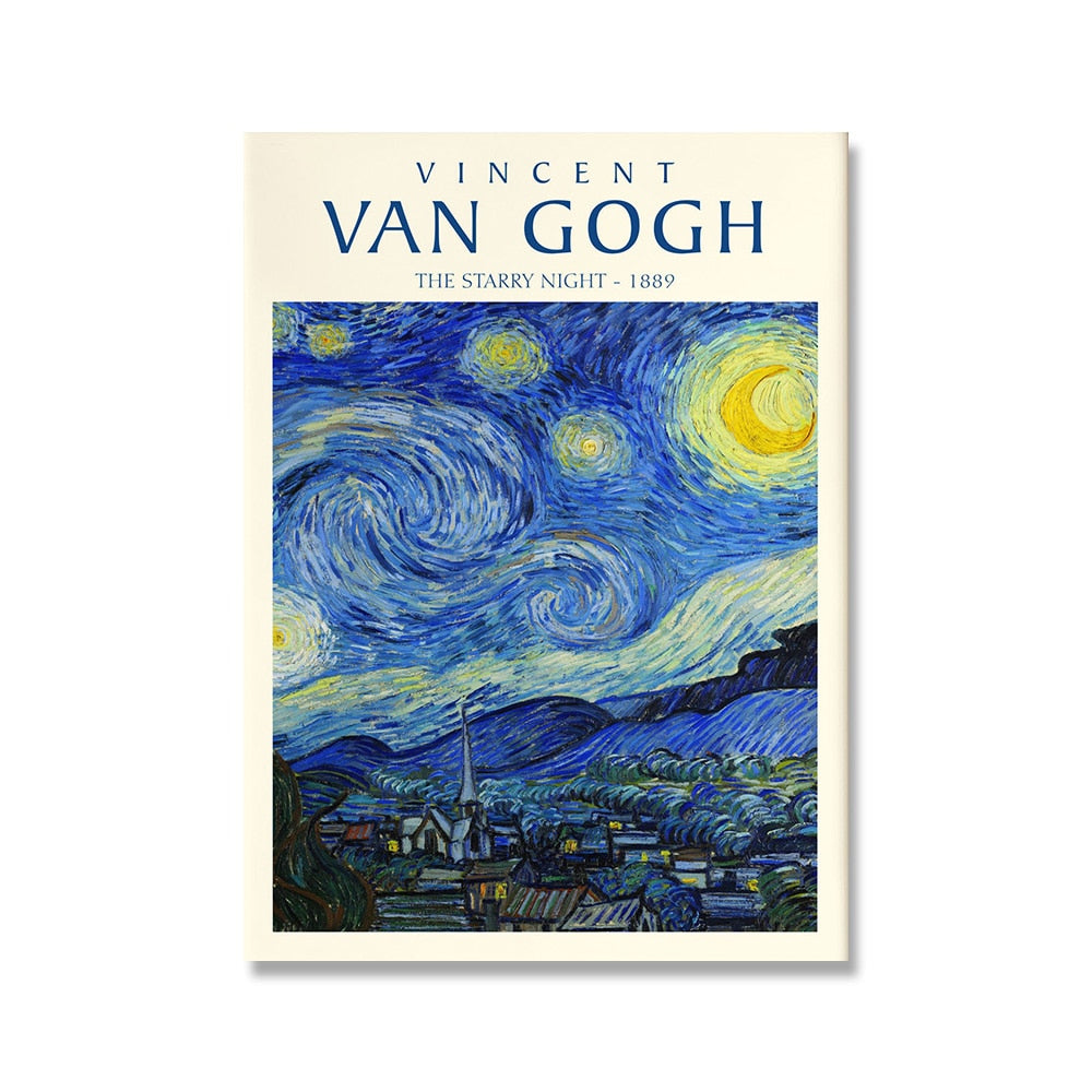 Van Gogh Starry Night Abstract Landscape Canvas Poster Famous Classic Wall Art Print Decorative Picture Modern Living Room Decor