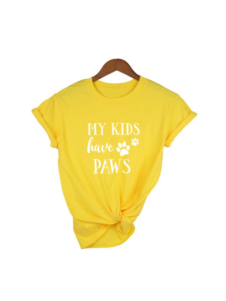 My Kids Have Paws Dog Mom Shirt Women Tshirt Summer Casual Dog Lover T Shirt Women Short Sleeve Dog Mama T-Shirts