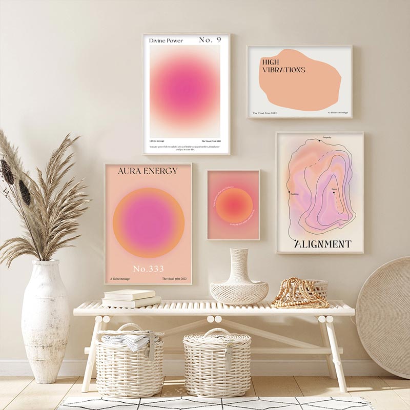 Gradient Aura: Abstract Wall Art for Divine and Spiritual Vibes - Nordic Gallery Print for Aesthetic Living Room Decor