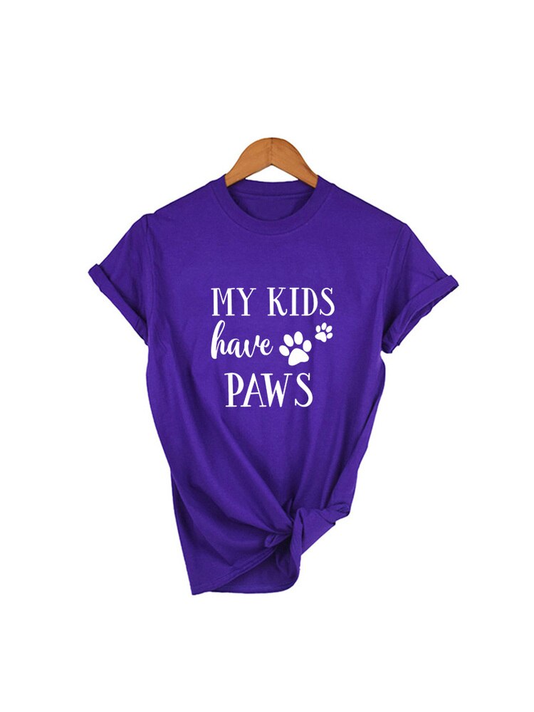 My Kids Have Paws Dog Mom Shirt Women Tshirt Summer Casual Dog Lover T Shirt Women Short Sleeve Dog Mama T-Shirts