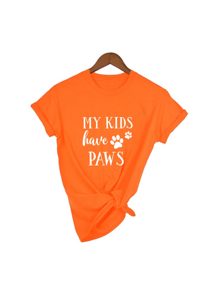 My Kids Have Paws Dog Mom Shirt Women Tshirt Summer Casual Dog Lover T Shirt Women Short Sleeve Dog Mama T-Shirts