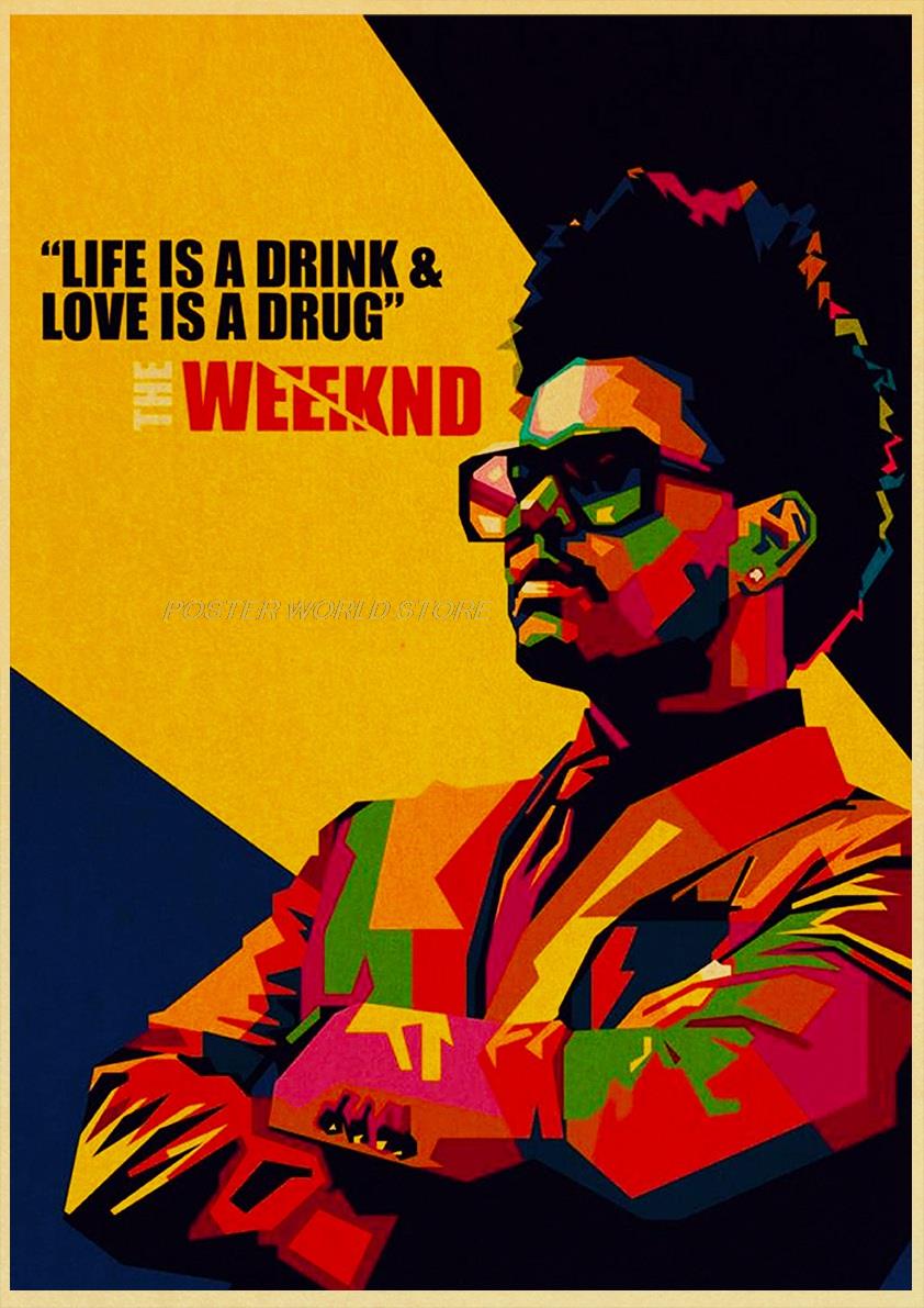 The Weeknd Vintage Kraft Paper Painting Poster and Print Alternative Abstract Funny Modern Wall Art Picture for Coffee House Bar