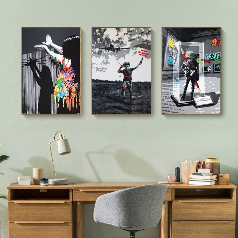 Banksy Graffiti Art Canvas Painting On The Wall Art Posters Prints for Living Room Home Decoration