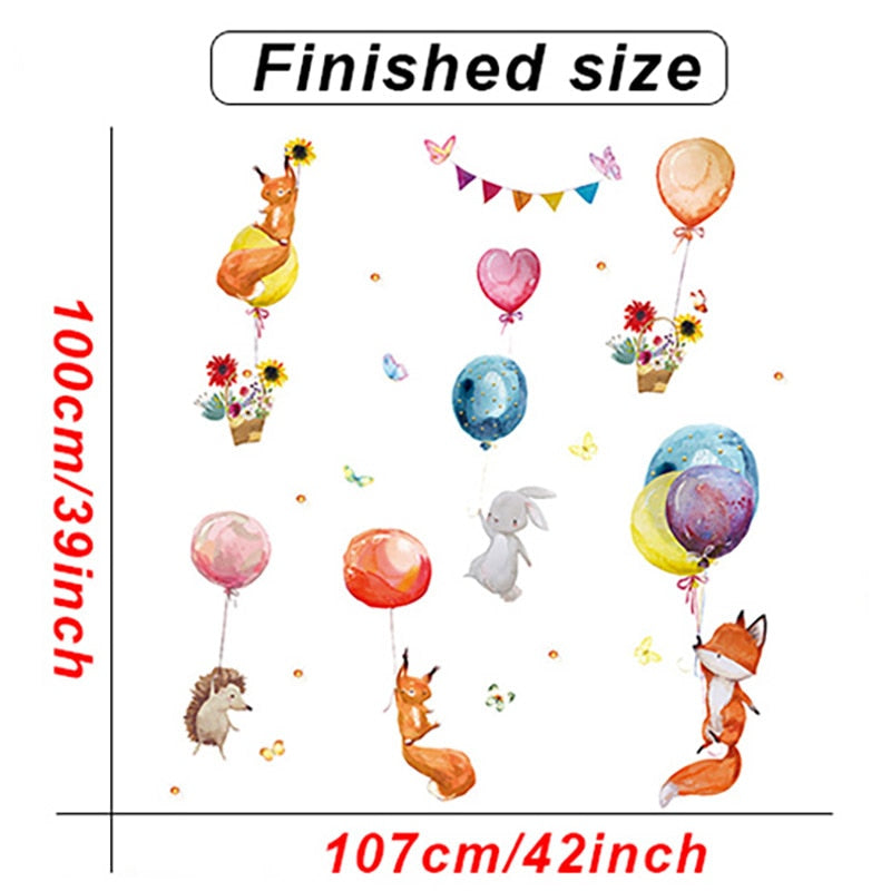 Cartoon Kids room Wall Decor Wall Stickers Hot Air Balloon Vinyl Wall Decals for Home Decoration Art Murals Sticker Wallpaper