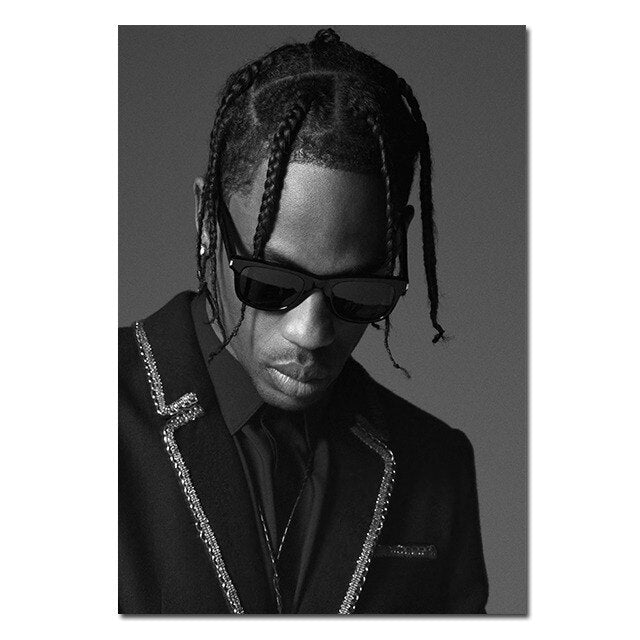 Rapper Travis Scotts Canvas Posters and Prints Music Star Wall Art Modern Decorative Paintings for Fans Bedroom Wall Decor Mural