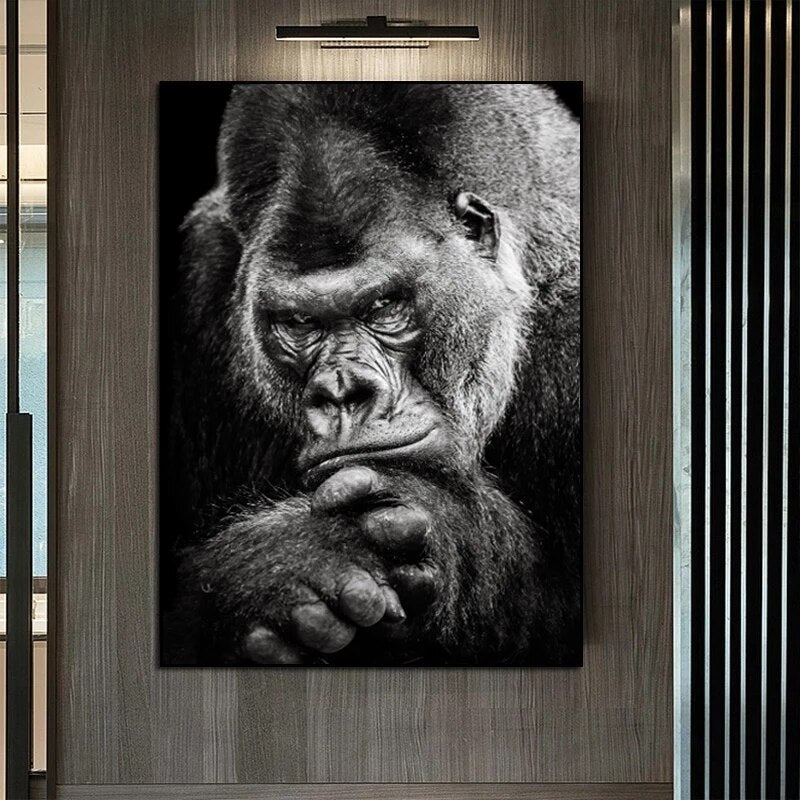 Modern Black Gorilla Canvas Painting Picture Nordic Animal Posters and Prints Monkey Wall Pictures for Living Room Home Decor