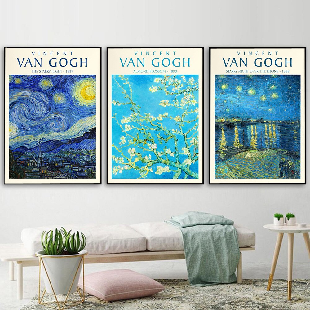 Van Gogh Starry Night Abstract Landscape Canvas Poster Famous Classic Wall Art Print Decorative Picture Modern Living Room Decor