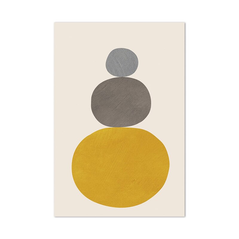 Original Minimalist Abstract Painting Posters and Prints Wall Picture Mustard &amp; Gray Wall Art Canvas Print for Living Room Decor