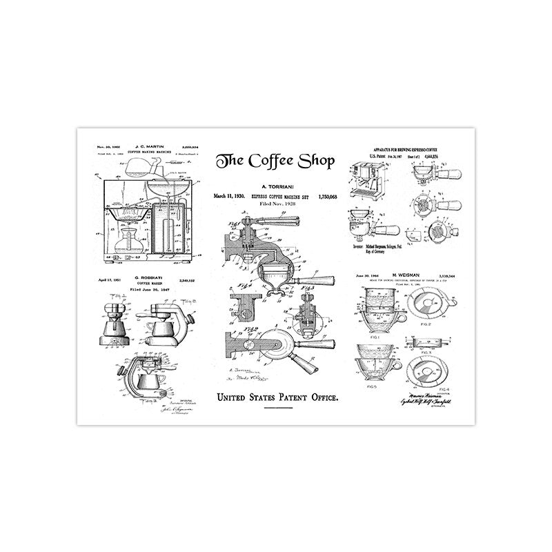 Coffee Pot Patent Posters and Prints Bialetti Moka Poster Coffee Blueprint Art Picture Canvas Painting Kitchen Wall Art Decor