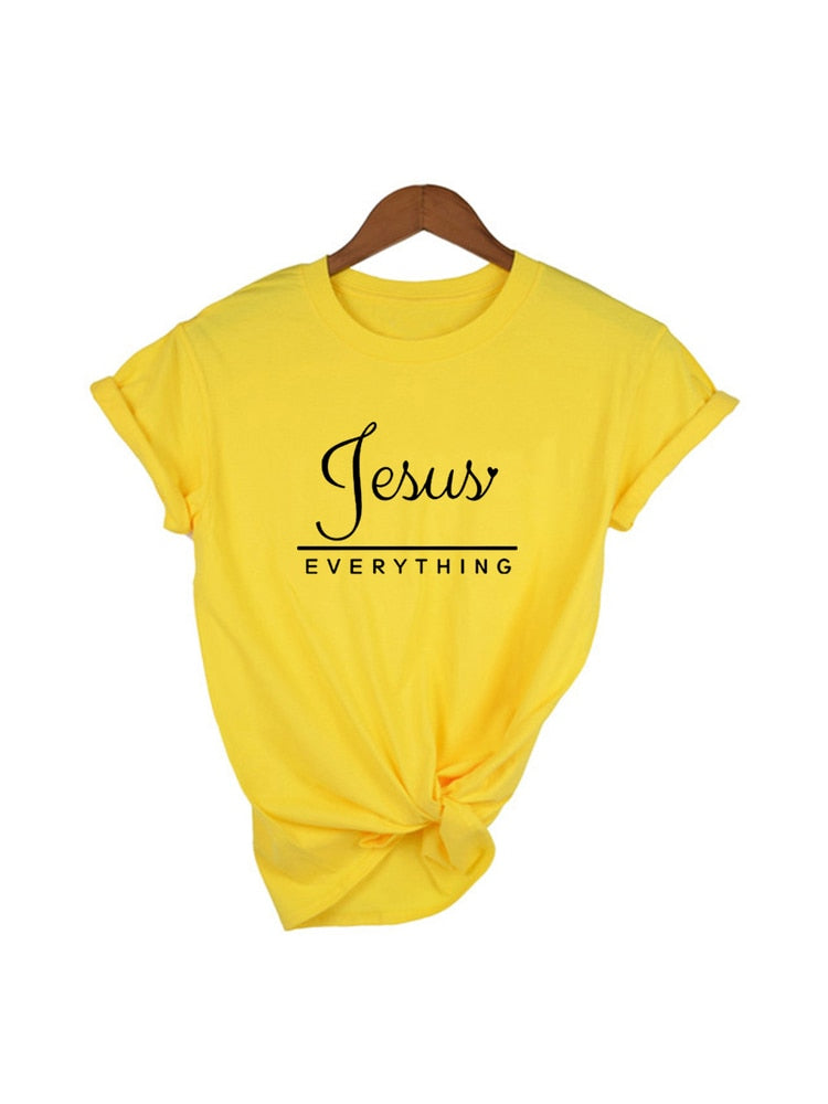 Jesus Everything Slogan Women&#39;s Summer T-Shirt Christian Harajuku T Shirts Religion Faith Tees Shirts Ladies Tshirt Casual Tops