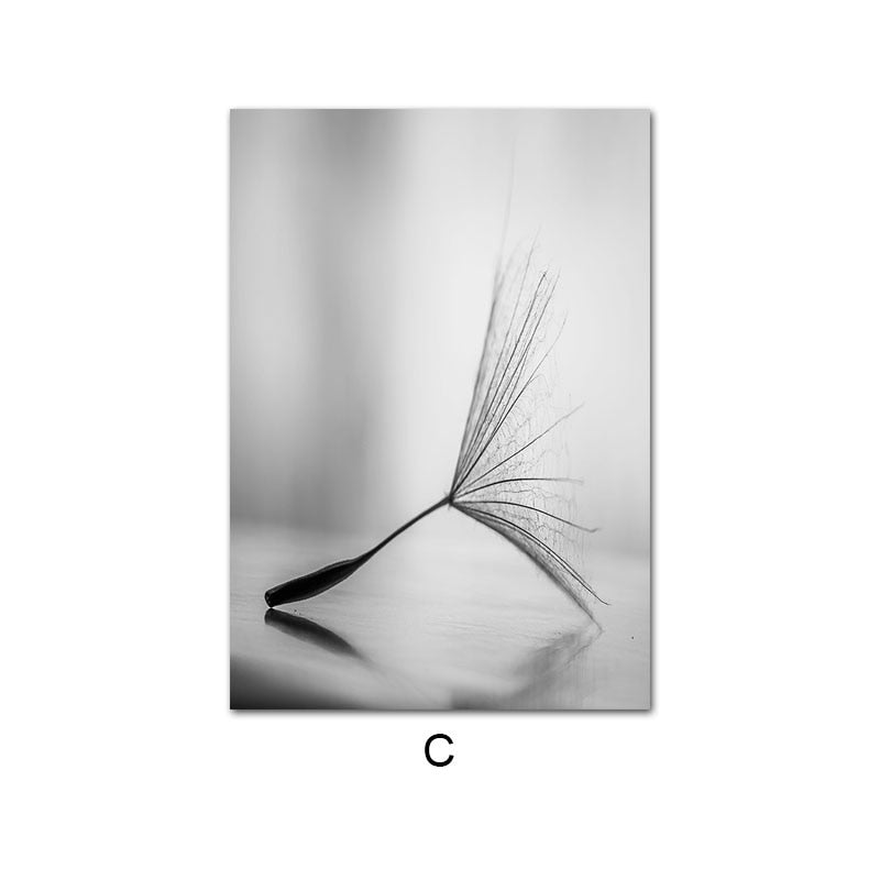 Black & White Dandelion Canvas Poster: Nordic Elegance Meets Nature