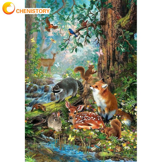 Forest And Animal Painting By Numbers DIY Oil Paints Kits Drawing On Canvas Home Room Decor Wall Art Pictures