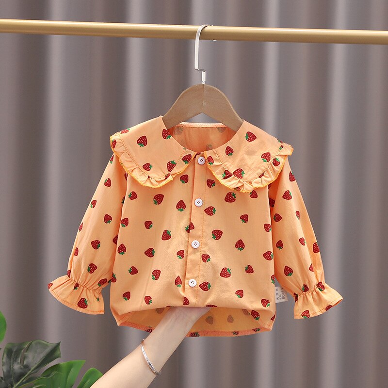 Spring Charm: Toddler & Infant Plaid Cartoon Blouses for Girls