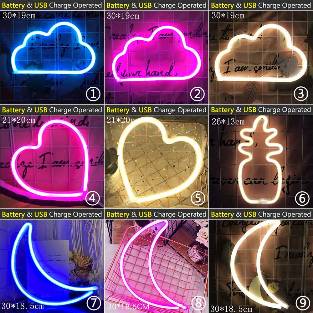 72 Styles LED Neon Light Hello Wall Art Sign Bedroom Decoration Rainbow Hanging Night Lamp Home Party Holiday Decor Xmas Gift