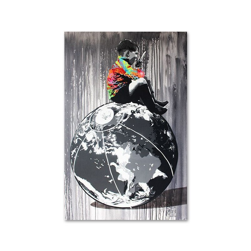 Banksy Graffiti Art Canvas Painting On The Wall Art Posters Prints for Living Room Home Decoration