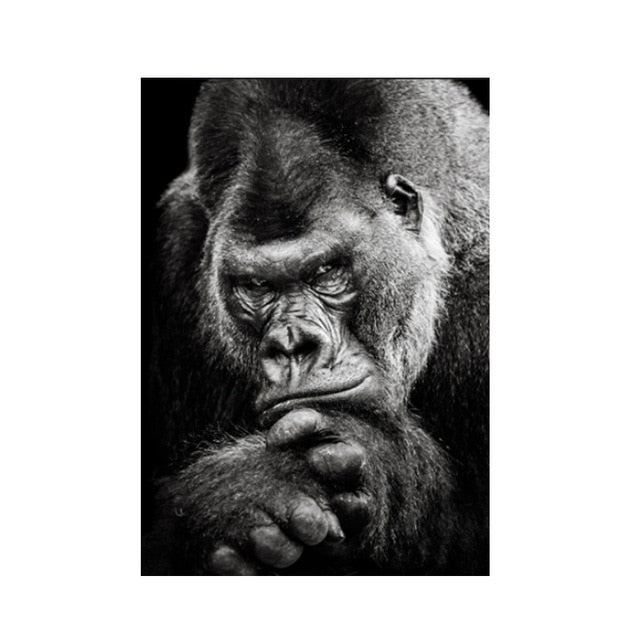 Modern Black Gorilla Canvas Painting Picture Nordic Animal Posters and Prints Monkey Wall Pictures for Living Room Home Decor