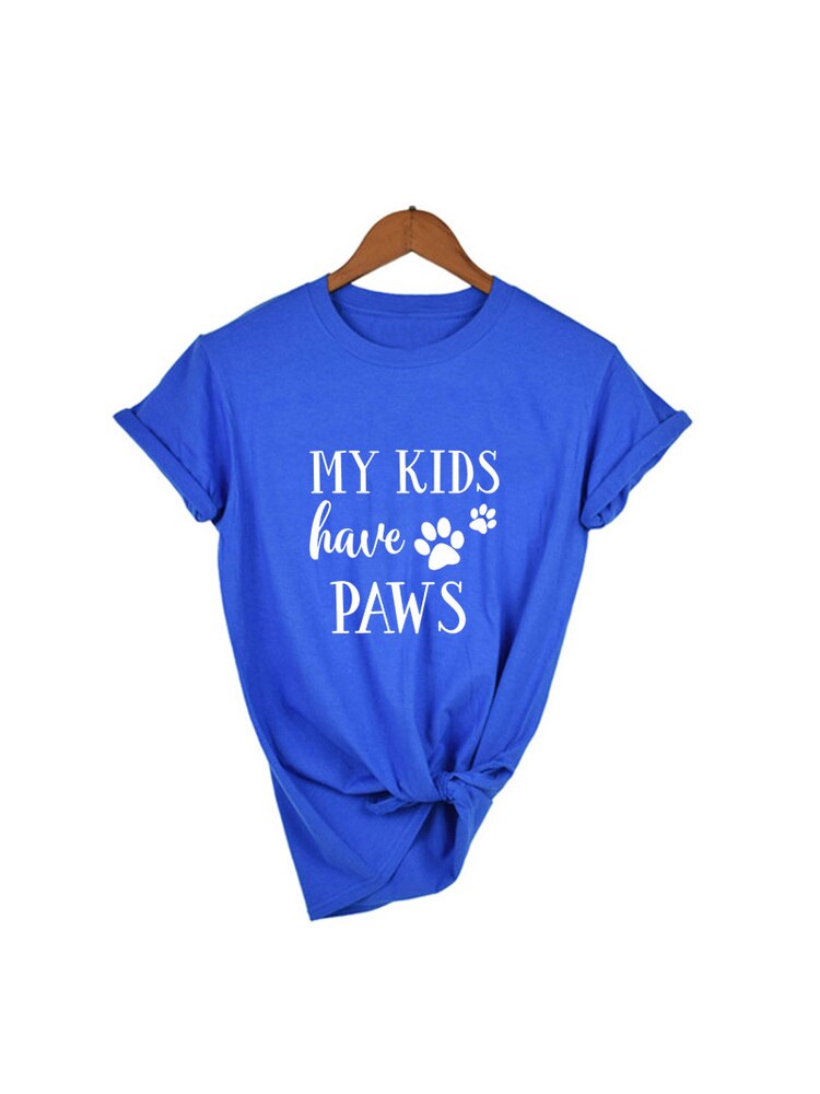 My Kids Have Paws Dog Mom Shirt Women Tshirt Summer Casual Dog Lover T Shirt Women Short Sleeve Dog Mama T-Shirts