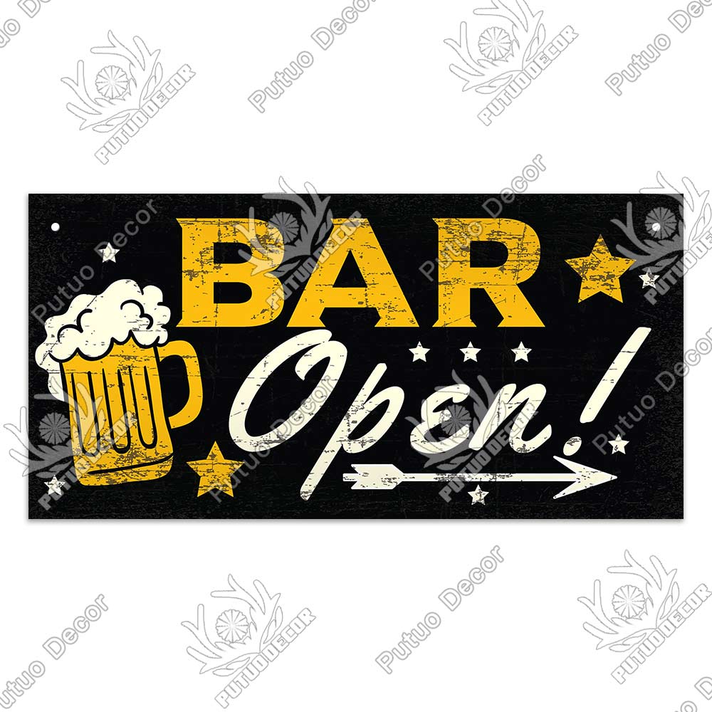 Putuo Decor Pub Funny Wooden Signs Gifts Plaque Wood In Bar Door Plate for Club Beach TIKI Bar Hanging Wall Art Decoration