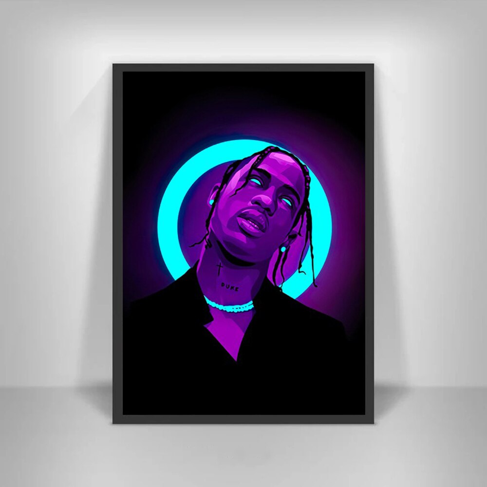 Rapper Travis Scotts Canvas Posters and Prints Music Star Wall Art Modern Decorative Paintings for Fans Bedroom Wall Decor Mural