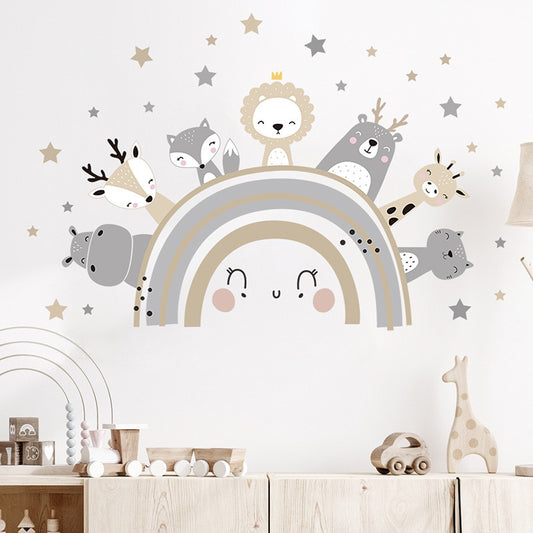 Cartoon Animal Wall Decor Sticker Wall Decals for Baby Boy Kids Room Baby Girl Bedroom Sticker Baby Nursery Interior Wallpaper