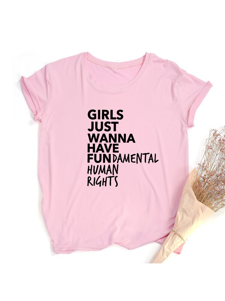 Empowerment in Style: Girls Just Wanna Have Fundamental Human Rights - Feminist T-Shirt