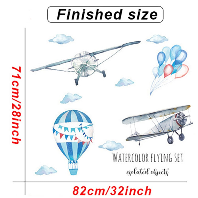 Cartoon Kids room Wall Decor Wall Stickers Hot Air Balloon Vinyl Wall Decals for Home Decoration Art Murals Sticker Wallpaper