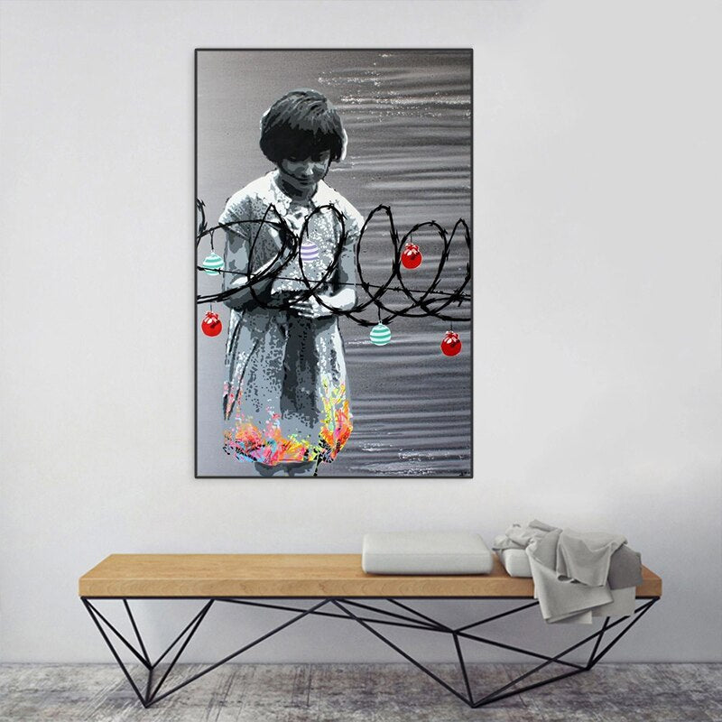 Banksy Graffiti Art Canvas Painting On The Wall Art Posters Prints for Living Room Home Decoration