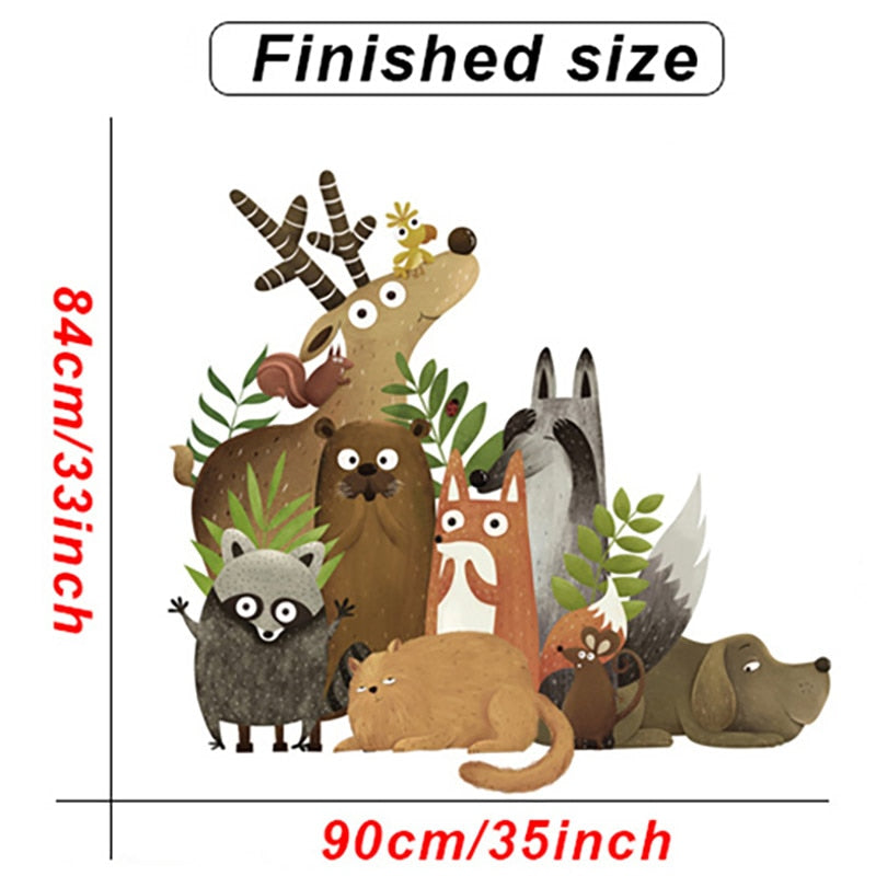 Cartoon Giraffe Wall Stickers for Kids rooms Kindergarten Wall Decor Self-adhesive Vinyl PVC Wall Decals for Nursery Home Decor