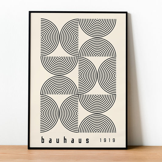 Bauhaus Abstract Line Art Canvas Painting Contemporary Print Vintage Exhibition Poster Black Beige Wall Art Pictures Home Decor