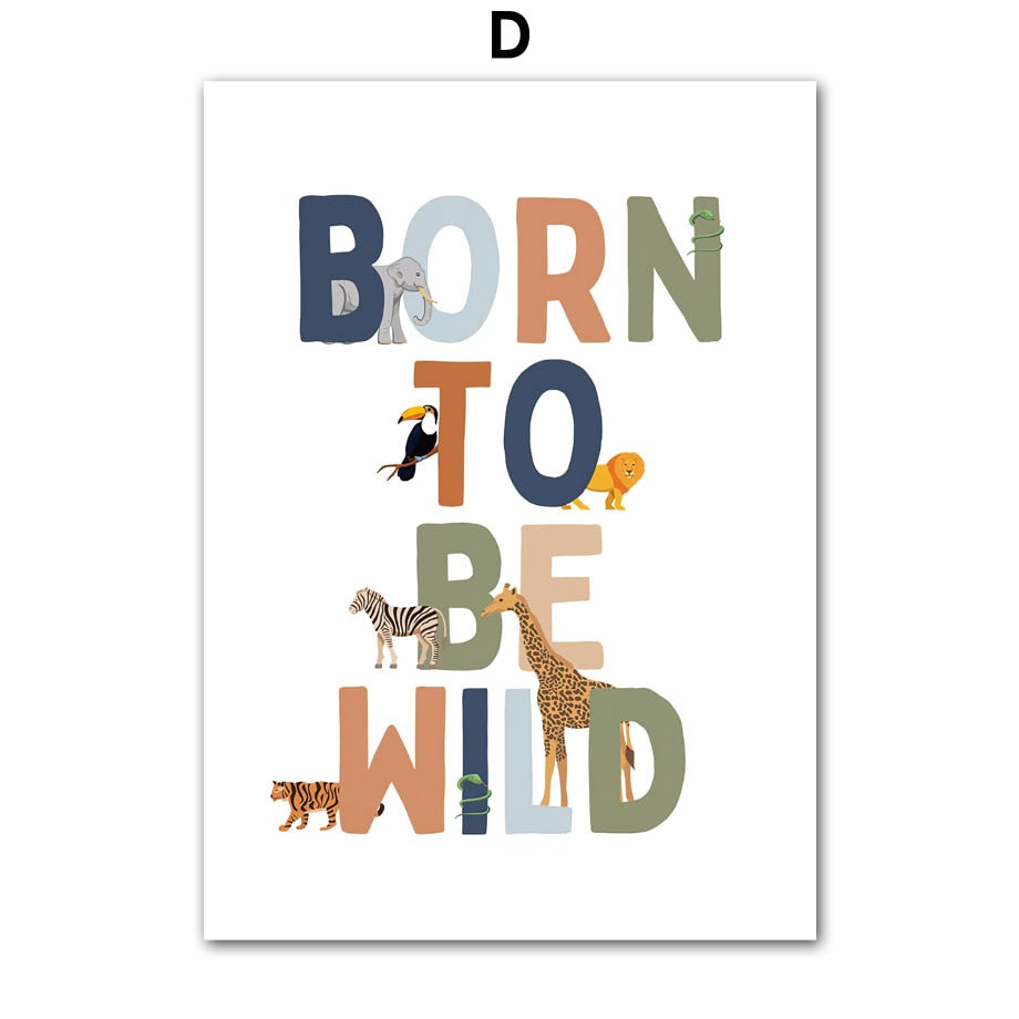 Animals World Earth Rainbow Grow Quotes Wall Art Canvas Painting Nordic Posters And Prints Nursery Wall Pictures Kids Room Decor