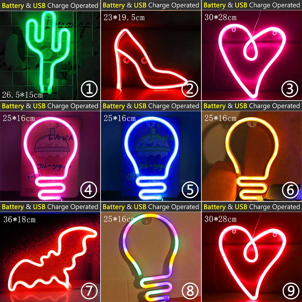 72 Styles LED Neon Light Hello Wall Art Sign Bedroom Decoration Rainbow Hanging Night Lamp Home Party Holiday Decor Xmas Gift