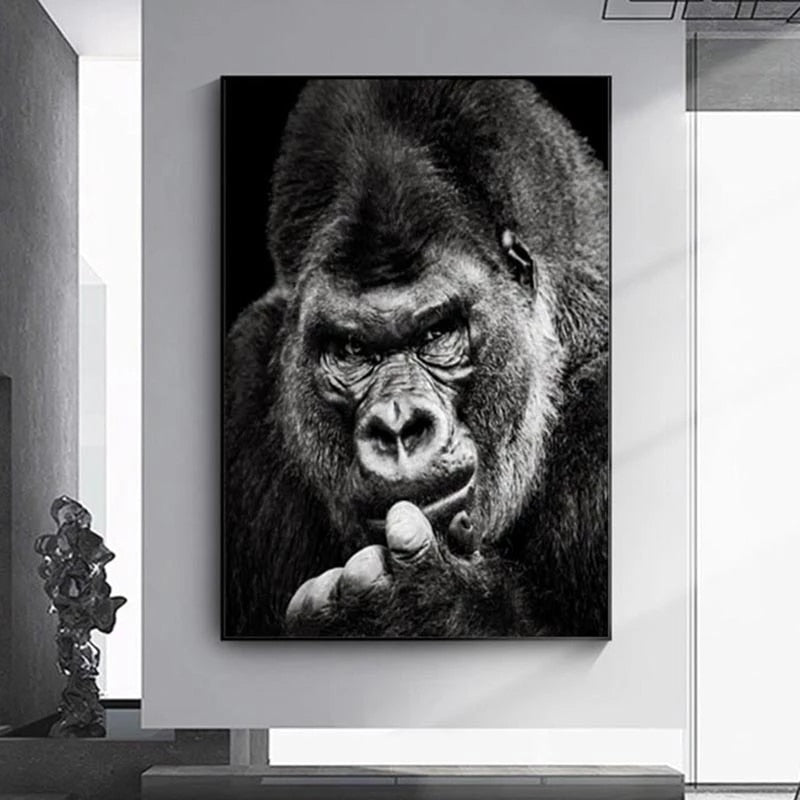 Modern Black Gorilla Canvas Painting Picture Nordic Animal Posters and Prints Monkey Wall Pictures for Living Room Home Decor