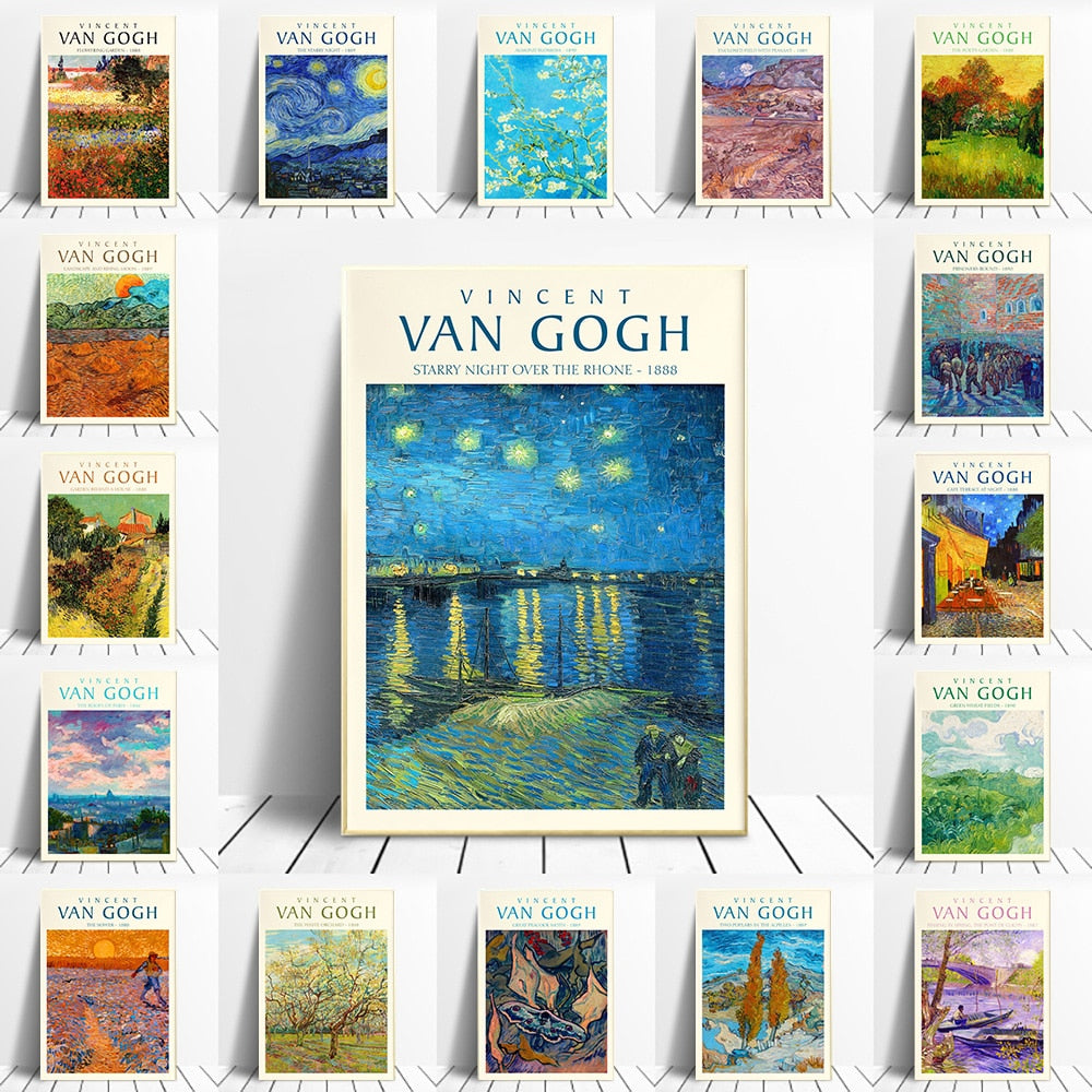 Van Gogh Starry Night Abstract Landscape Canvas Poster Famous Classic Wall Art Print Decorative Picture Modern Living Room Decor