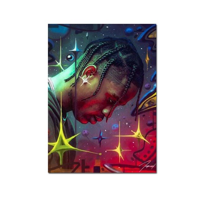 Rapper Travis Scotts Canvas Posters and Prints Music Star Wall Art Modern Decorative Paintings for Fans Bedroom Wall Decor Mural