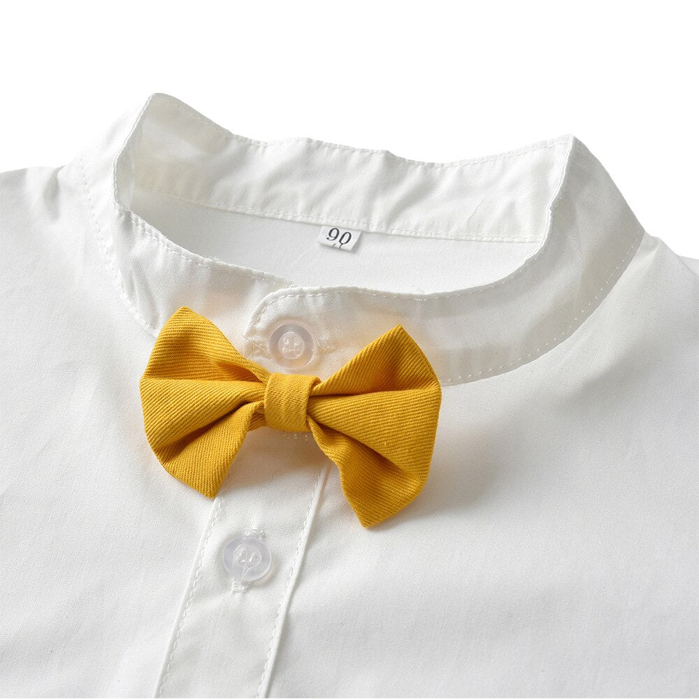 Toddler Boys Clothing Set Newborn Gentleman Suit Kids Short Sleeve Bow Tie Shirt+Suspender Shorts Casual Summer Baby Boy Clothes