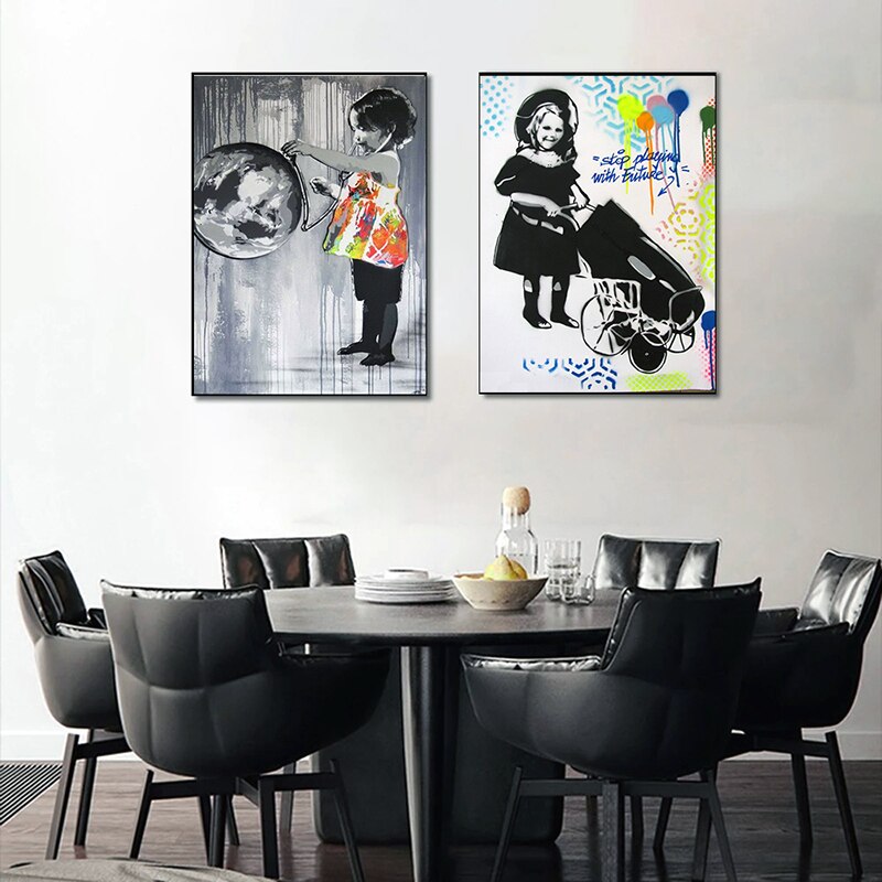 Banksy Graffiti Art Canvas Painting On The Wall Art Posters Prints for Living Room Home Decoration