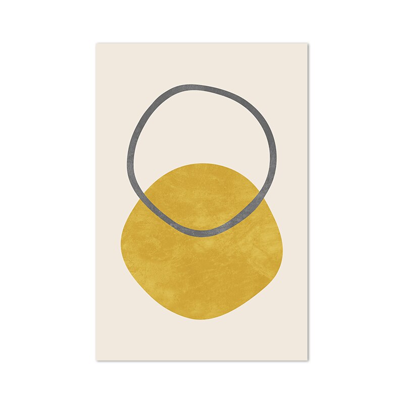 Original Minimalist Abstract Painting Posters and Prints Wall Picture Mustard &amp; Gray Wall Art Canvas Print for Living Room Decor