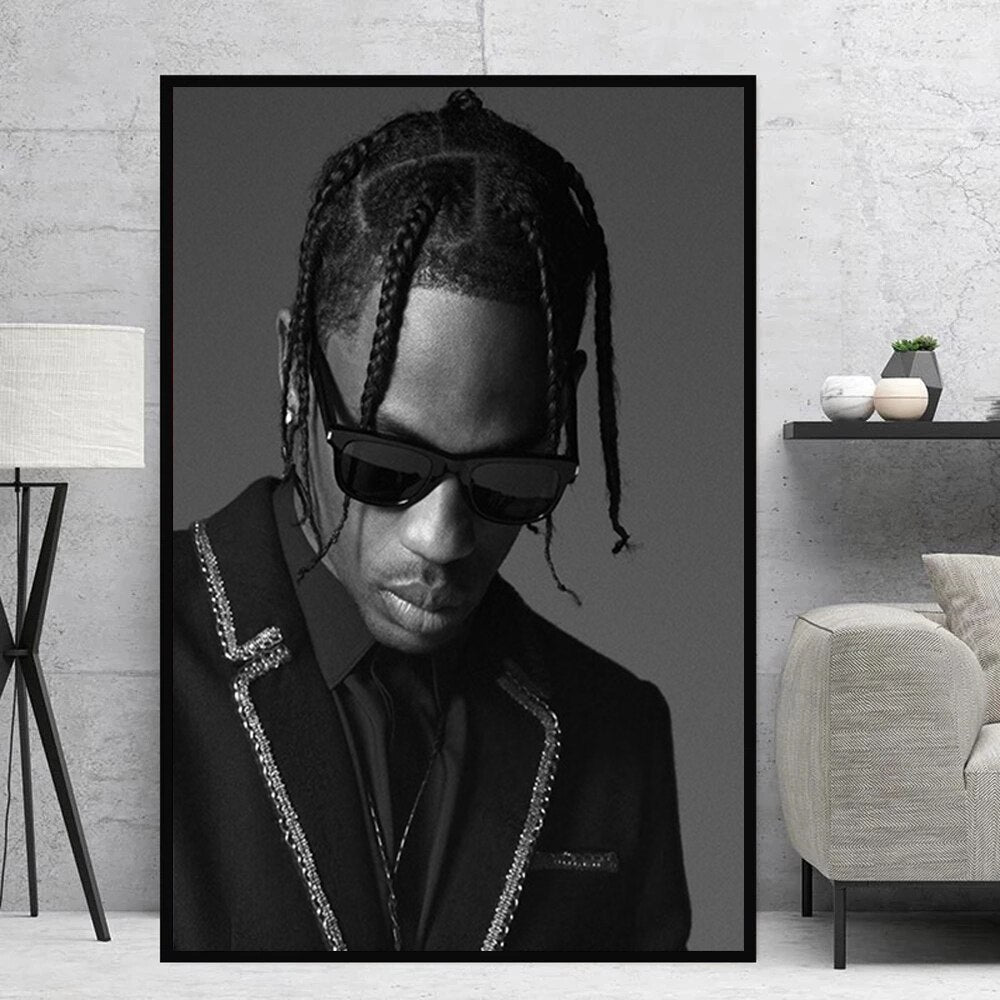 Rapper Travis Scotts Canvas Posters and Prints Music Star Wall Art Modern Decorative Paintings for Fans Bedroom Wall Decor Mural