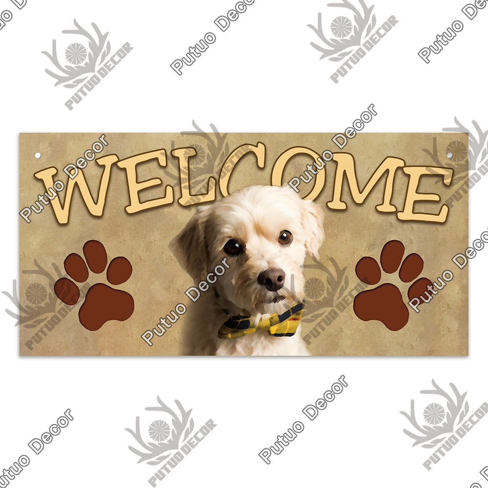 Putuo Decor Dog Plaques Wood Sign Friendship Wooden Pendant Hanging Signs for Wooden Hanging Dog House Decoration Dog Plate