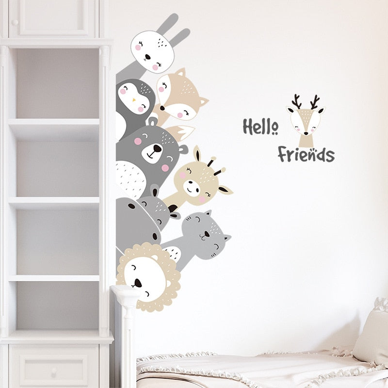 Cartoon Animal Wall Decor Sticker Wall Decals for Baby Boy Kids Room Baby Girl Bedroom Sticker Baby Nursery Interior Wallpaper