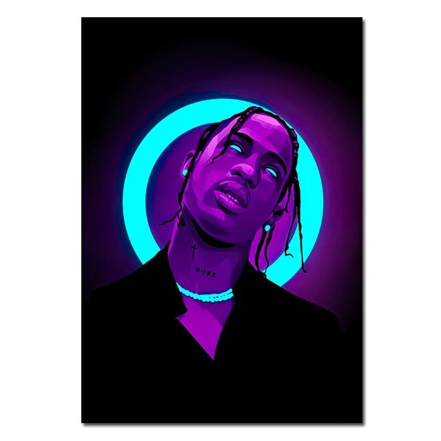 Rapper Travis Scotts Canvas Posters and Prints Music Star Wall Art Modern Decorative Paintings for Fans Bedroom Wall Decor Mural