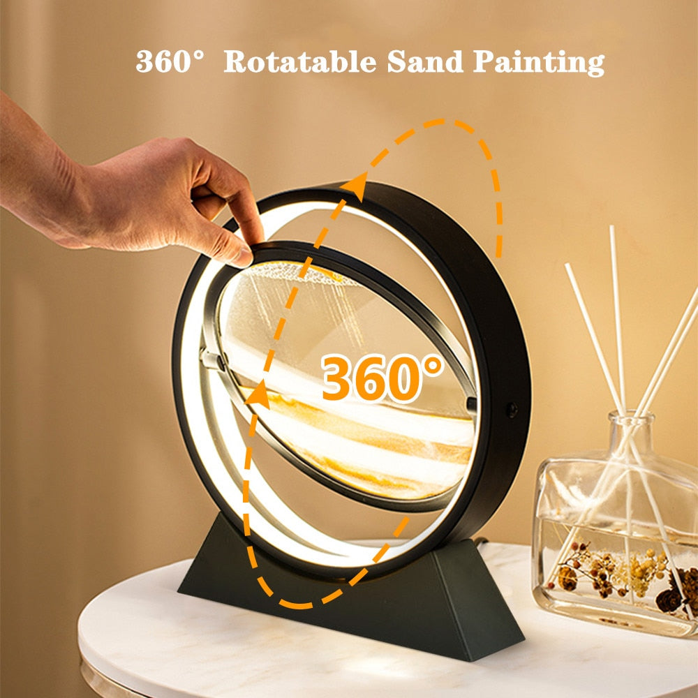 3D Hourglass Creative Quicksand Table Lamp Moving Sand Art Picture Deep Sea Sandscape In Motion Display Flowing Sand Home Decor