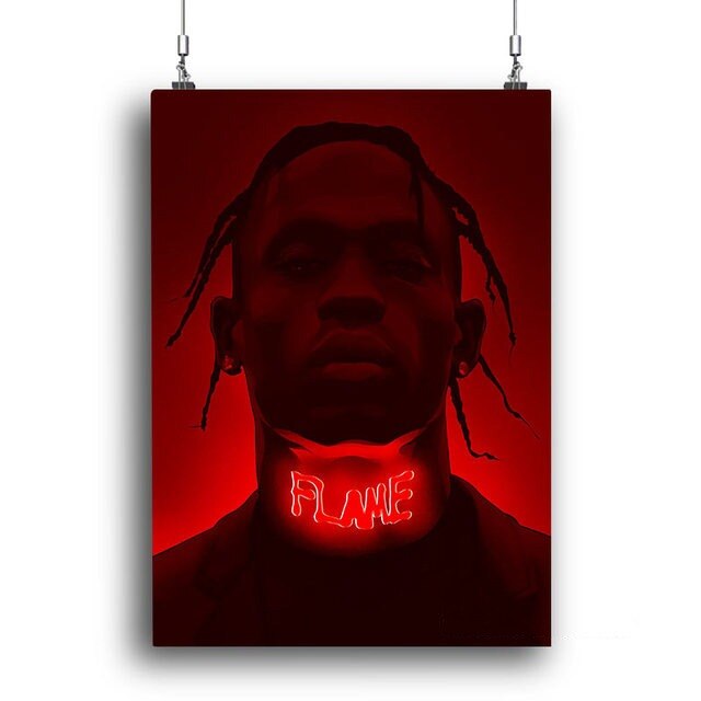 Rapper Travis Scotts Canvas Posters and Prints Music Star Wall Art Modern Decorative Paintings for Fans Bedroom Wall Decor Mural